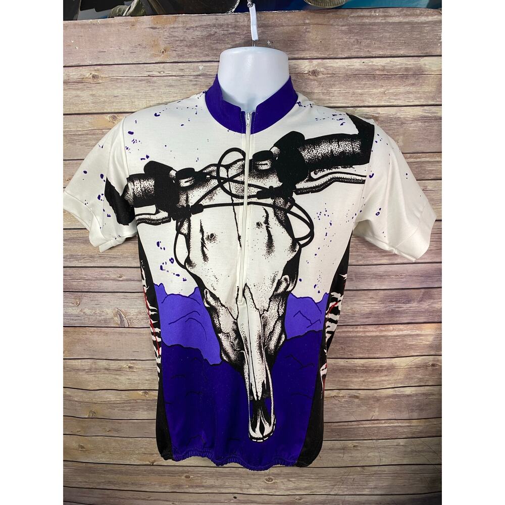 Vtg Y2k Primal Gear Cow Skull Jersey Mens Medium Cycling 90's Made in USA